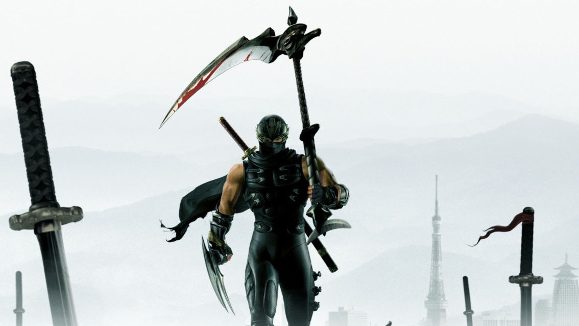 Ninja Gaiden 2 cover art of Ryu with the scythe