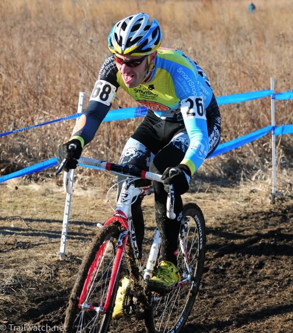 Adam Myerson (SmartStop-Mock Orange Bikes p/b Ridley) racing in third place