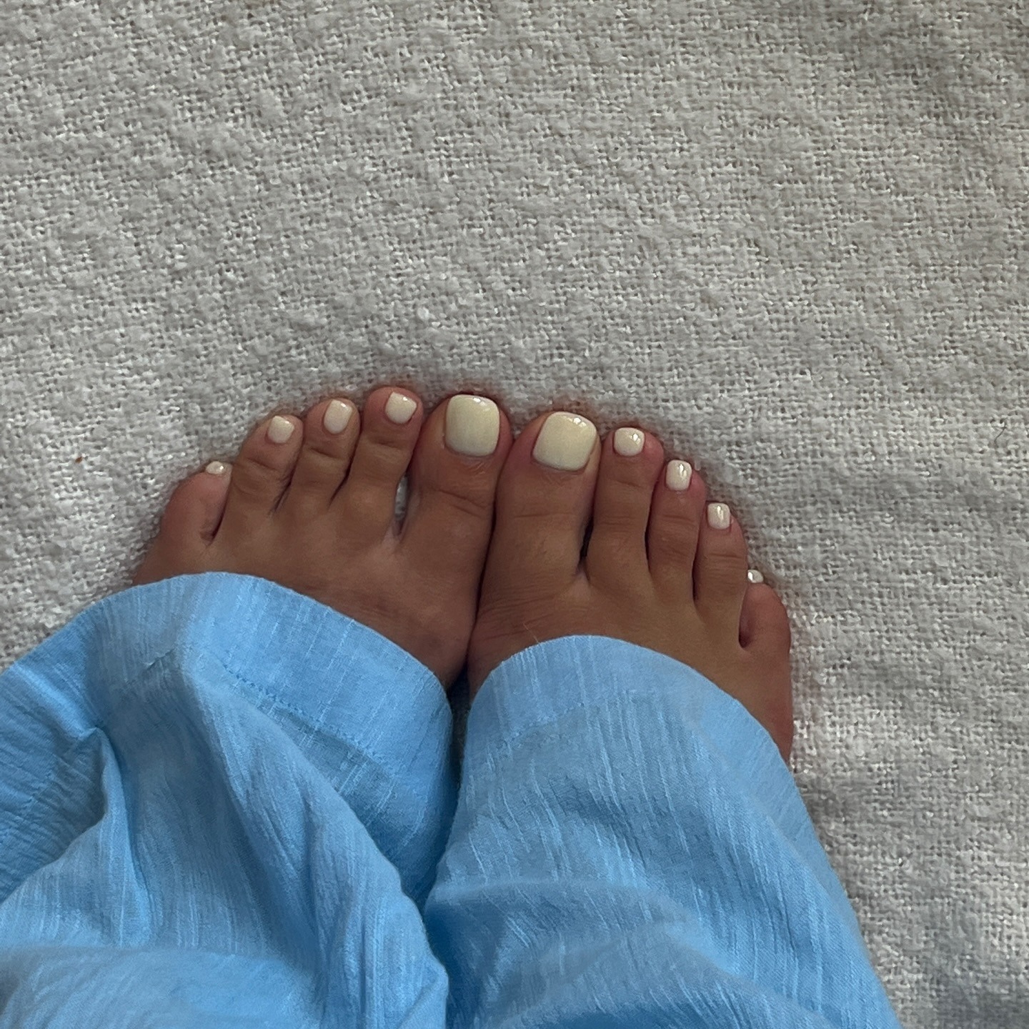 Photo of a butter yellow pedicure