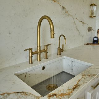 Sink with antique gold tap