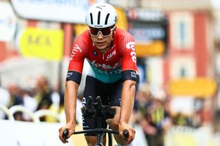 Belgian Arnaud De Lie of Lotto Dstny crosses the finish line of stage 21, the final stage of the 2024 Tour de France cycling race, an individual time trial from Monaco to Nice, France (33,7 km) on Sunday 21 July 2024. The 111th edition of the Tour de France starts on Saturday 29 June and will finish in Nice, France on 21 July. BELGA PHOTO DAVID PINTENS (Photo by DAVID PINTENS / BELGA MAG / Belga via AFP)