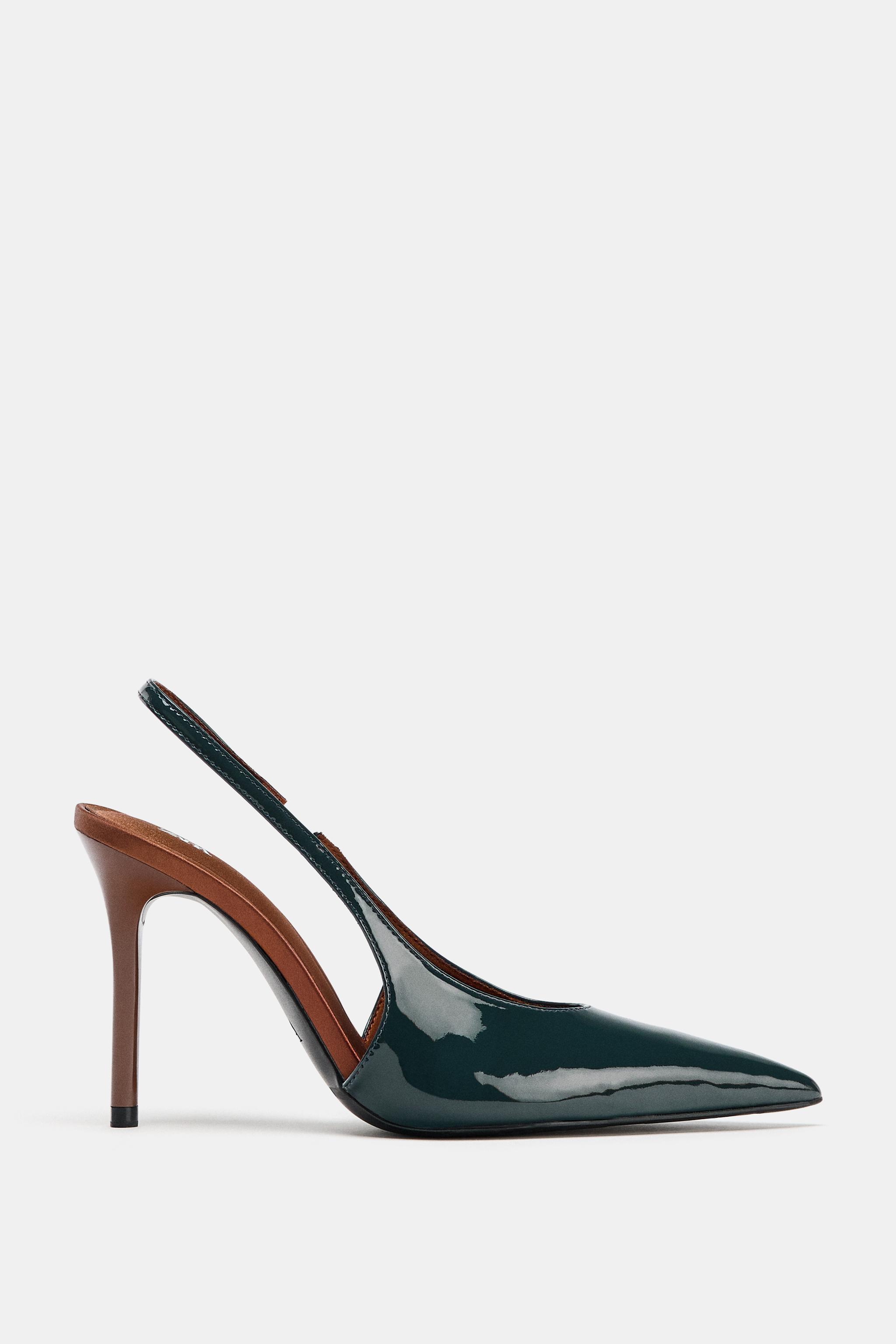 Faux Patent Slingback Shoes