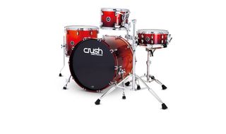This review set has a beautiful shimmering orange/red wrap, shown to great effect on the deep bass drum with its colour-matched rims