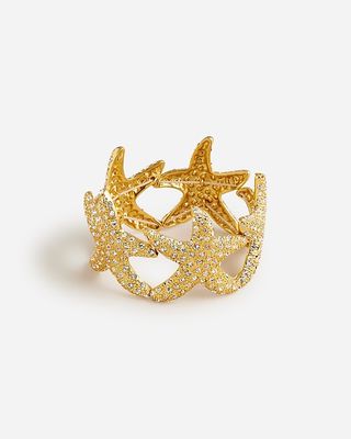 Starfish Cuff Bracelet With Pavé Crystals