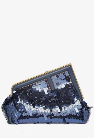 Fendi First Smallbag Embroidered With Blue Sequins