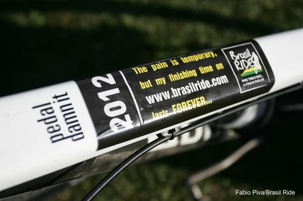 This Niner rider used this sticker for motivation during stage 1