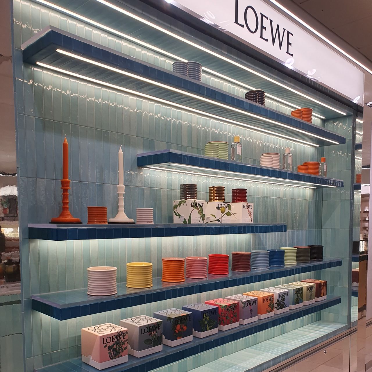 A display of Loewe scented candles at John Lewis