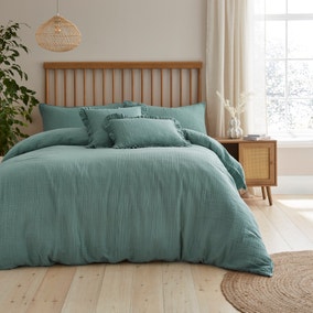 Cotton muslin duvet cover and pillowcase set