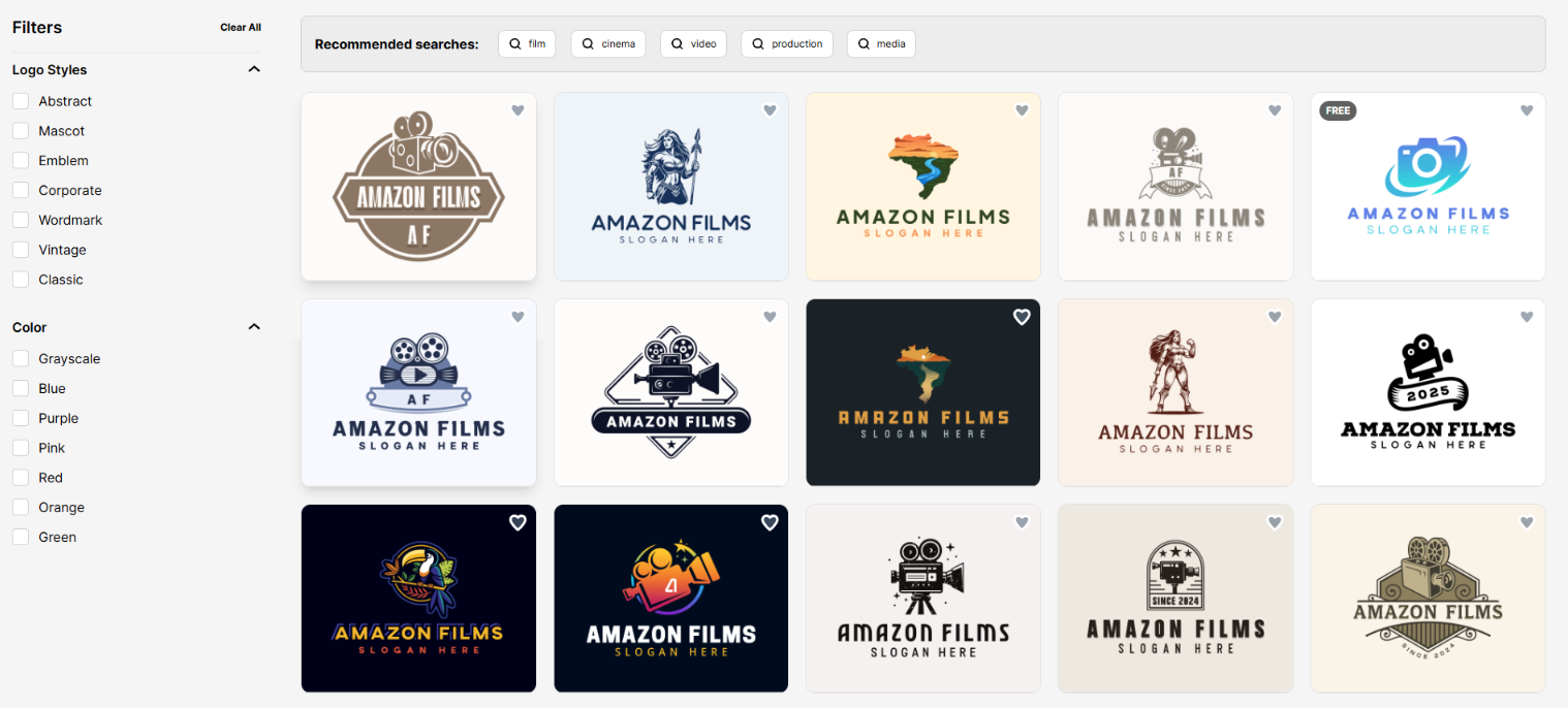 Design.com in use during our review, showing the creation of a logo from scratch