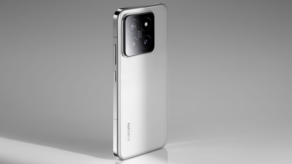 Xiaomi 14 white back angled press image
