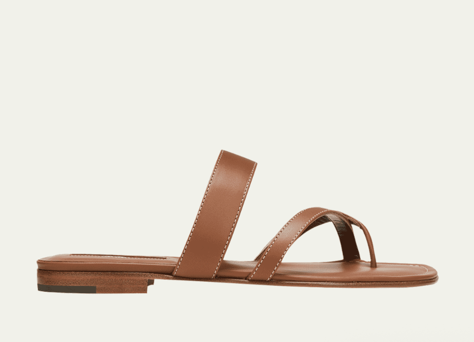 Manolo Blahnik, Susa Flat Leather Sandals