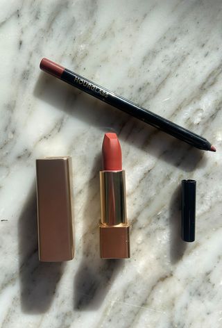 Hourglass Lip Liner in Candid and Unlocked Lipstick in Foxglove