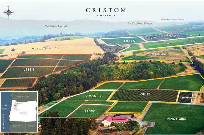 Cristom Vineyards map