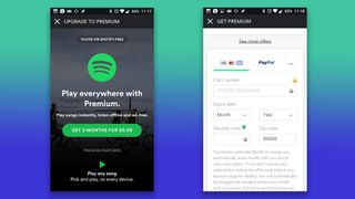 Spotify for Android payment options