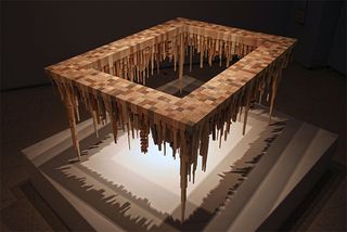 Wooden city sculptures