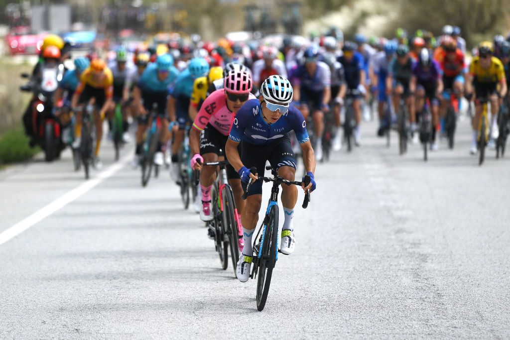 MOLINS DE REI SPAIN MARCH 25 Einer Rubio of Colombia and Movistar Team attacks during the 102nd Volta Ciclista a Catalunya 2023 Stage 6 a 1741km stage from Martorell to Molins de Rei UCIWT on March 25 2023 in Molins de Rey Spain Photo by David RamosGetty Images