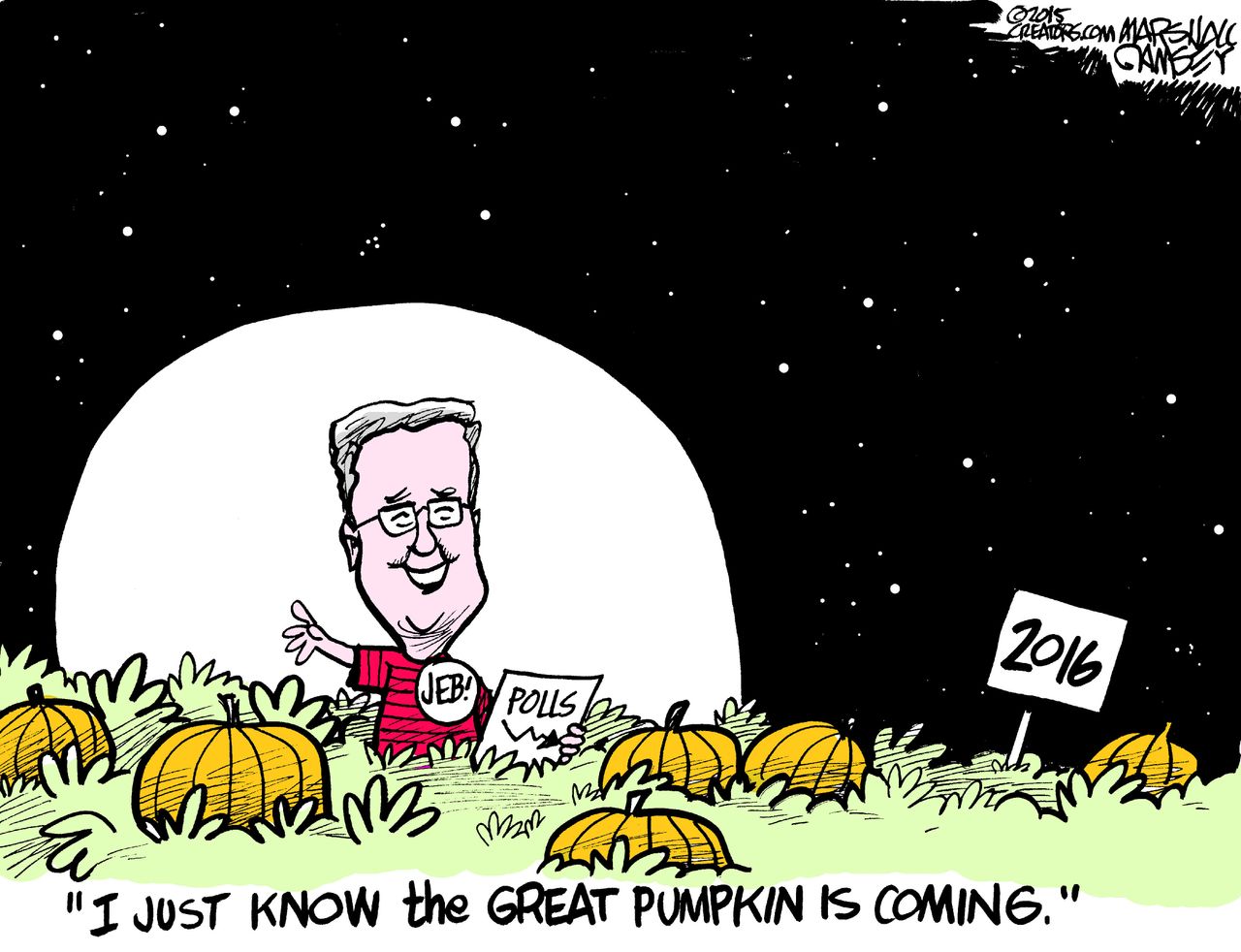 Political cartoon U.S. Jeb Bush 2016 Halloween