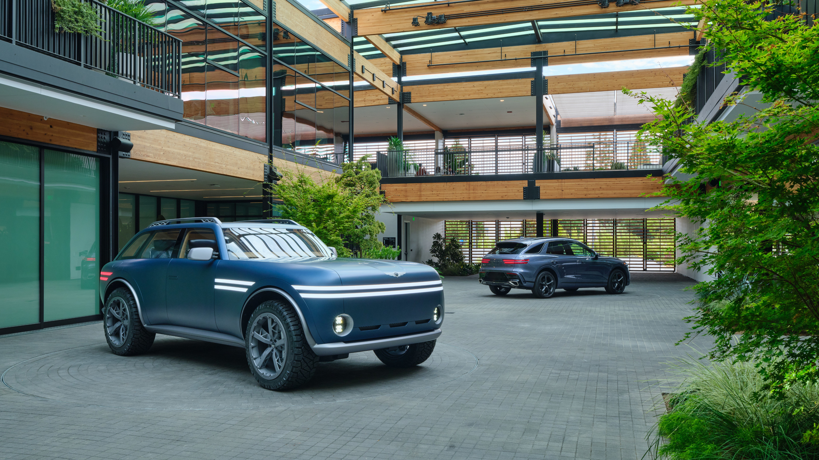 The Genesis X Gran Equator Concept in the atrium of the new California Studio