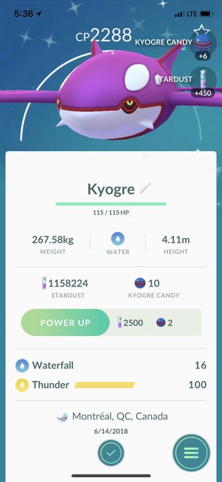 Pokemon Go shiny Kyogre