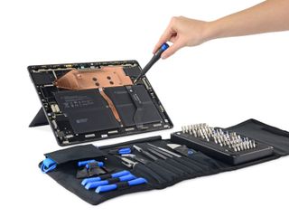 Surface Pro X opened for repair