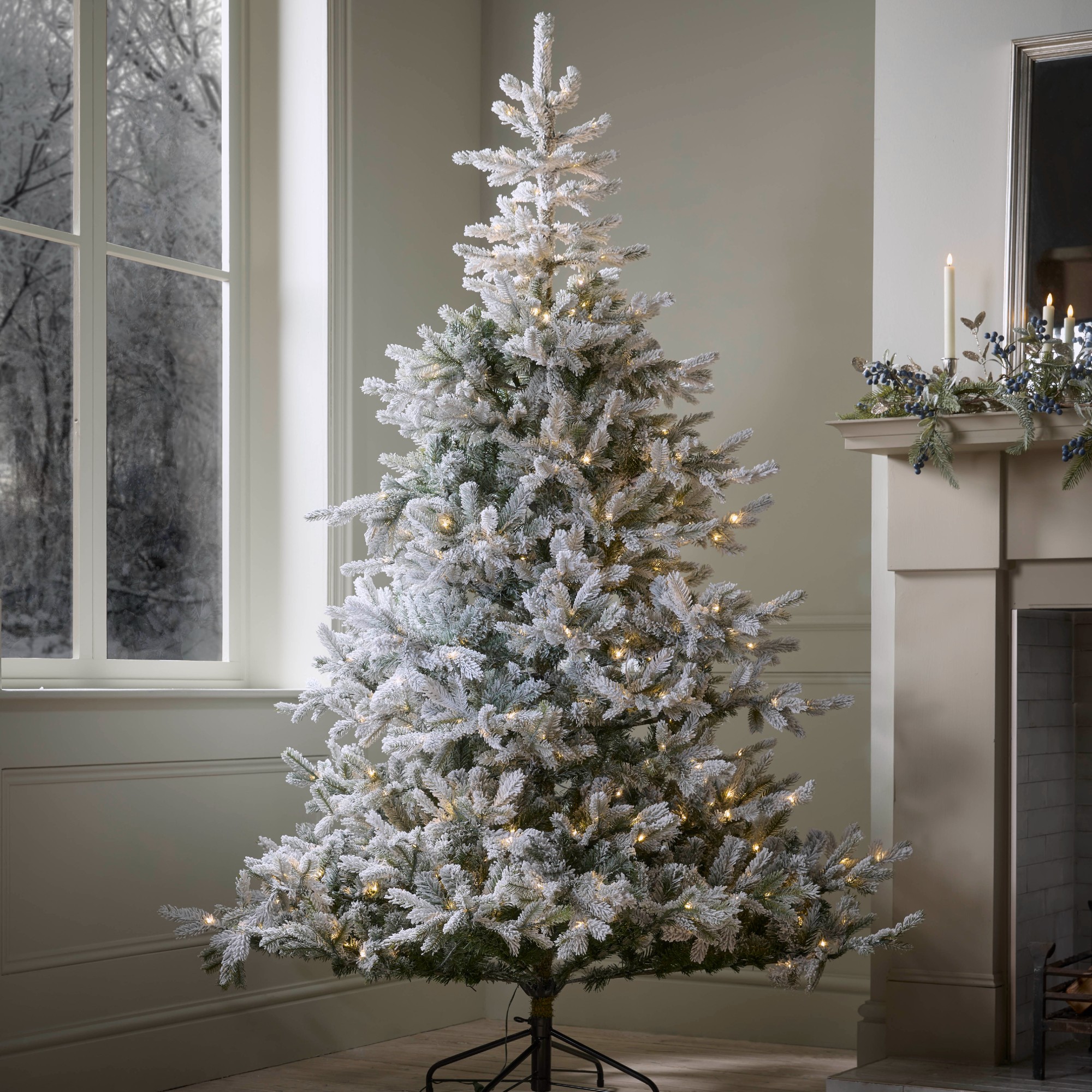 Cox &amp;amp; Cox Snowy Bergen Spruce Pre-Lit Christmas Tree - 7ft