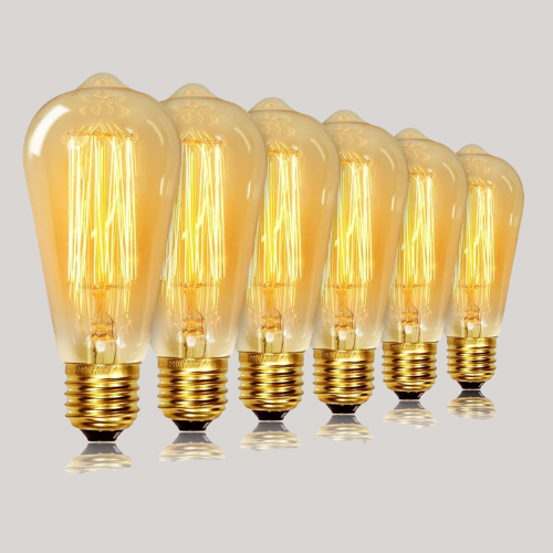Levidon St64 Vintage Light Bulbs With E27 Edison Screw Cap, Squirrel Cage Shaped Filament Bulb, 40w 2200k Warm White Dimmable 120 Lumen, Pack of 6