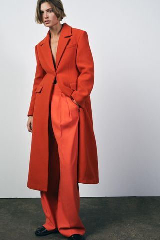 Fitted Wool Blend Coat Zw Collection