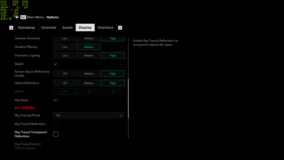 Control graphics settings