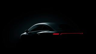 A teaser image for the rumored Mercedes EQE