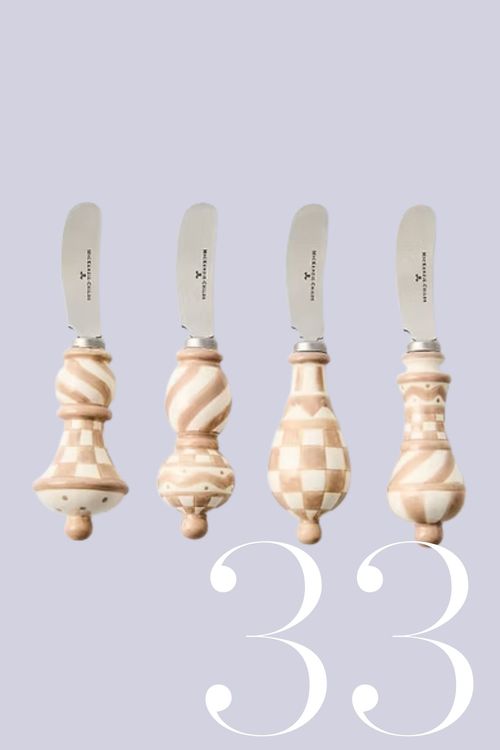 Mocha Check Party Spreaders, Set of 4