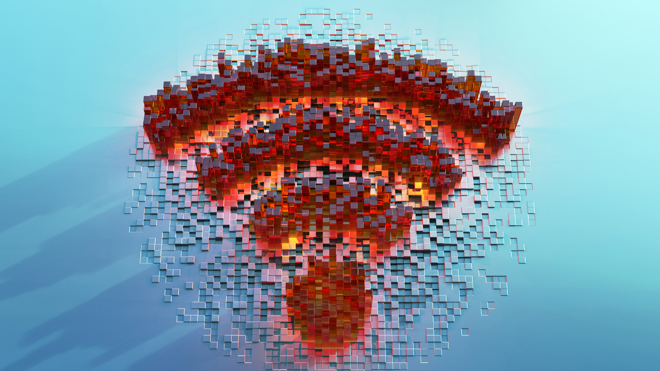 A Wi-Fi symbol formed from red and grey blocks against a light blue background, to represent Wi-Fi attacks.