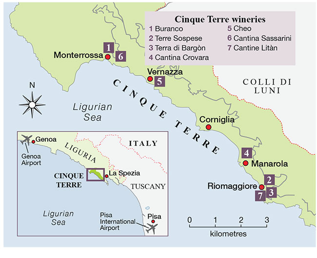 Cinque Terre travel map