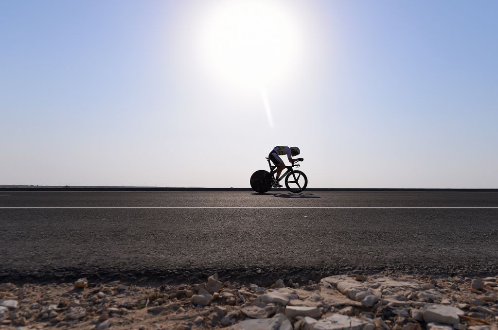 Rohan Dennis (Australia) cuts a lonely figure during the time trial