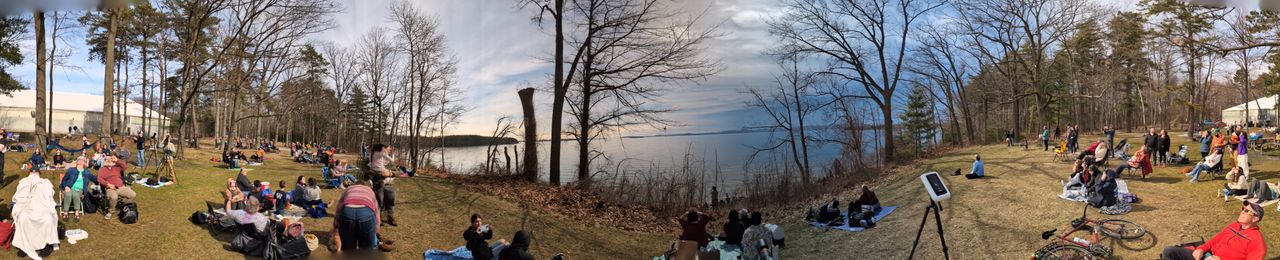 Panorama of the view of the total solar eclipse on Lake Champlain Vermont