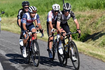 George Bennett leads the break on the final climb of stage 12 in the Giro d'Italia 2021