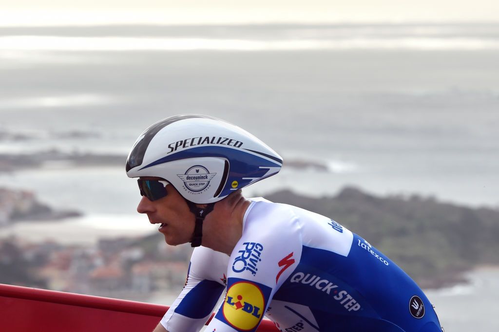 Team Deceuninck rider Denmarks Michael Morkov competes during the 13th stage of the 2020 La Vuelta cycling tour of Spain a 337km individual timetrial from Muros to Mirador de Ezaro Dumbria on November 3 2020 Photo by MIGUEL RIOPA AFP Photo by MIGUEL RIOPAAFP via Getty Images