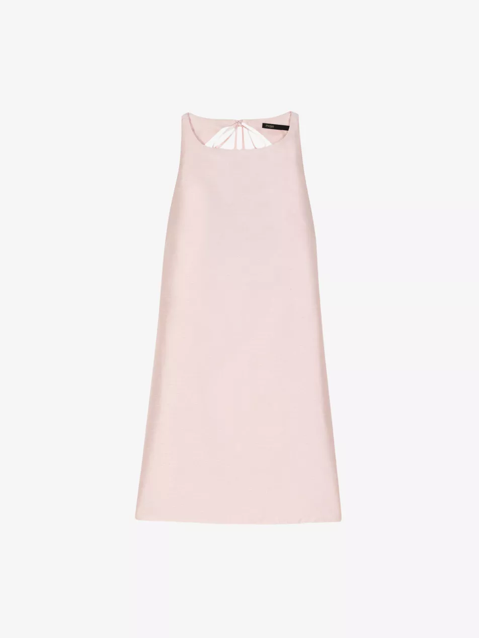 Sleeveless Tie-Back Satin Mini Dress