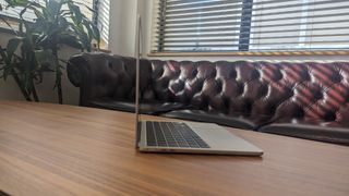 New MacBook Air 13-inch with M3 being used in a cafe