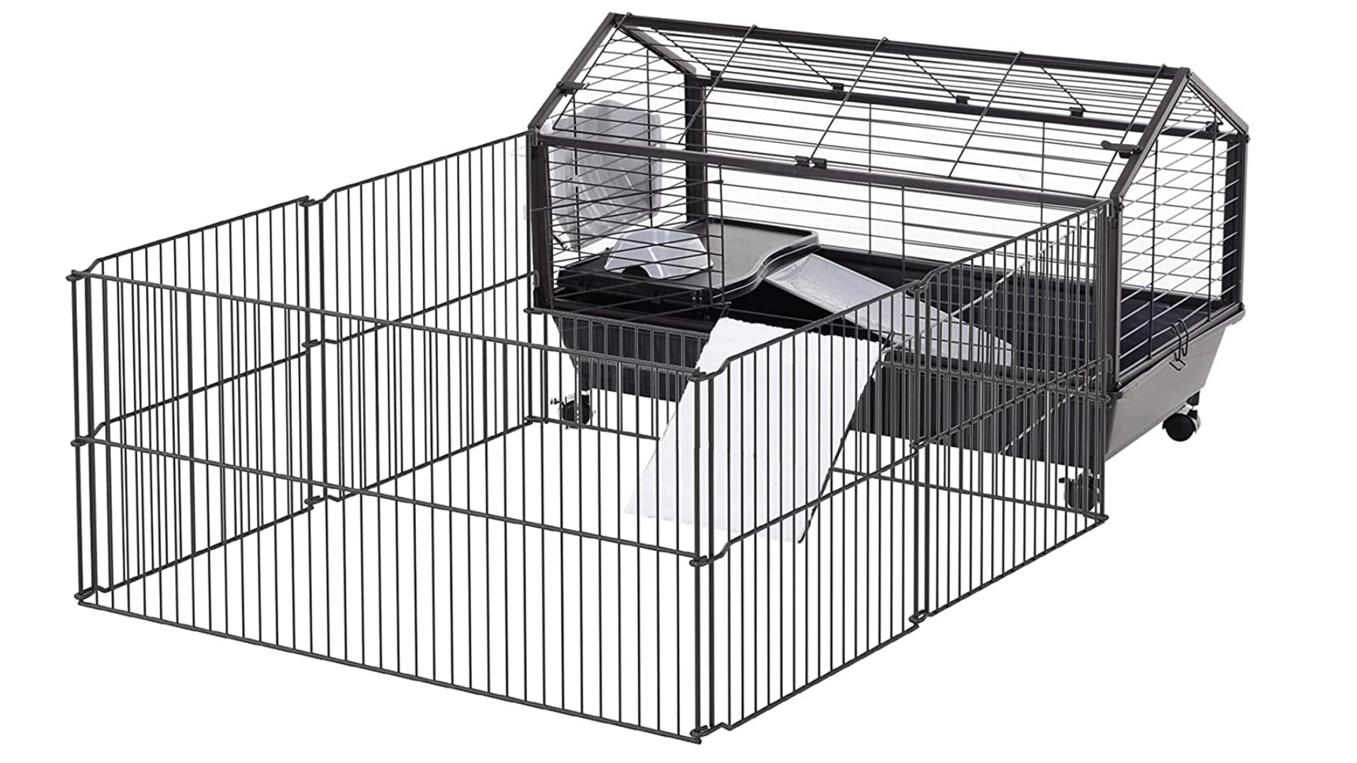 PawHut Small Animal Cage with Main House and Run
