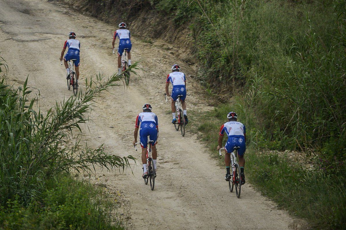 The FDJ team found some gravel roads