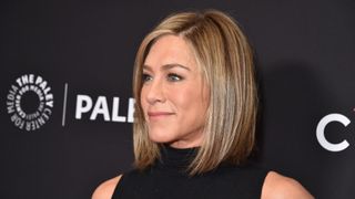 Jennifer Aniston is pictured with a Shadow Blonde-style bob at the screening and conversation of "The Morning Show" held during PaleyFest LA 2024 at the Dolby Theatre on April 12, 2024 in Los Angeles, California.