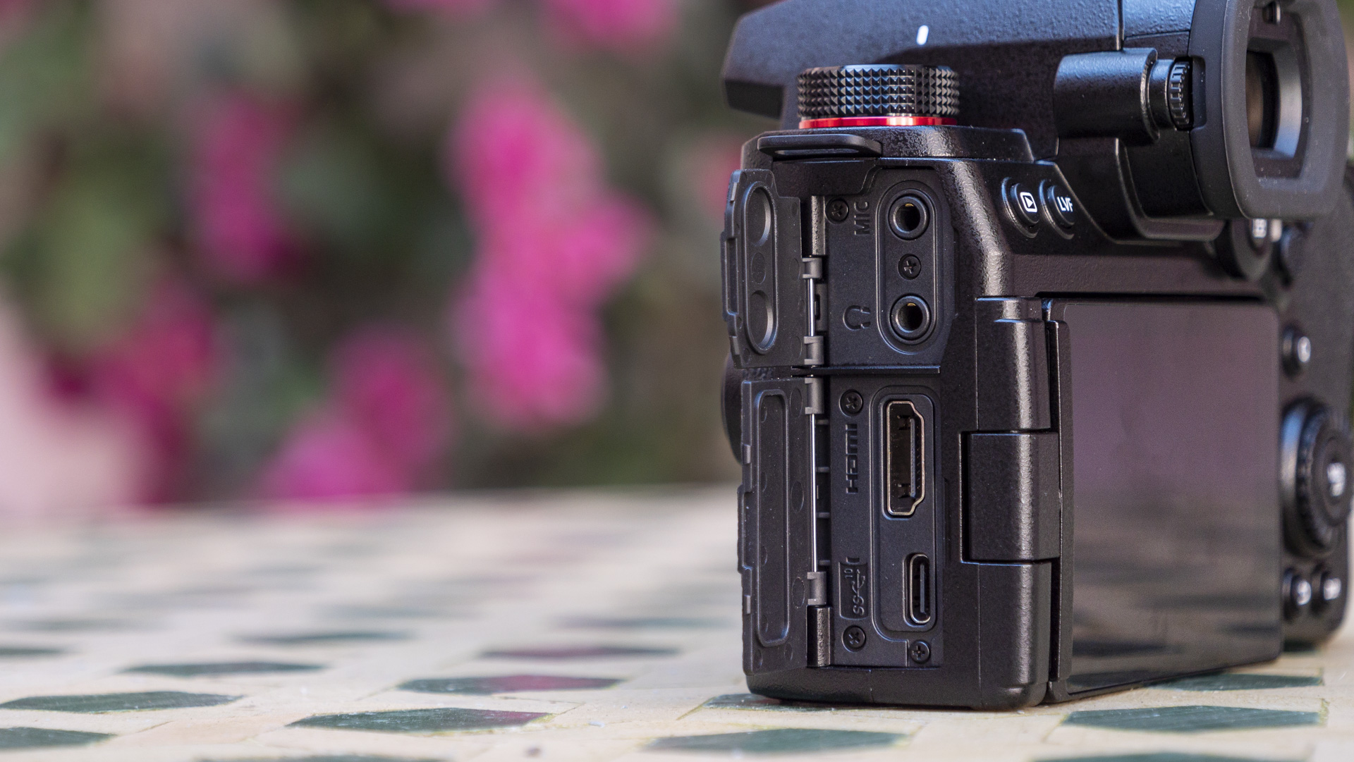 Panasonic Lumix G9 II camera closeup of the ports