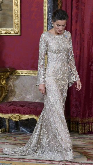 Queen Letizia's embroidered gown, Madrid, 2022