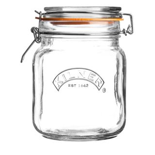 Kilner 1 Litre Square Glass Clip Top Preserve Storage Jar