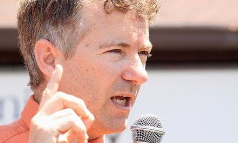 Rand Paul speaking to supporters at a rally in Florence, Kentucky.