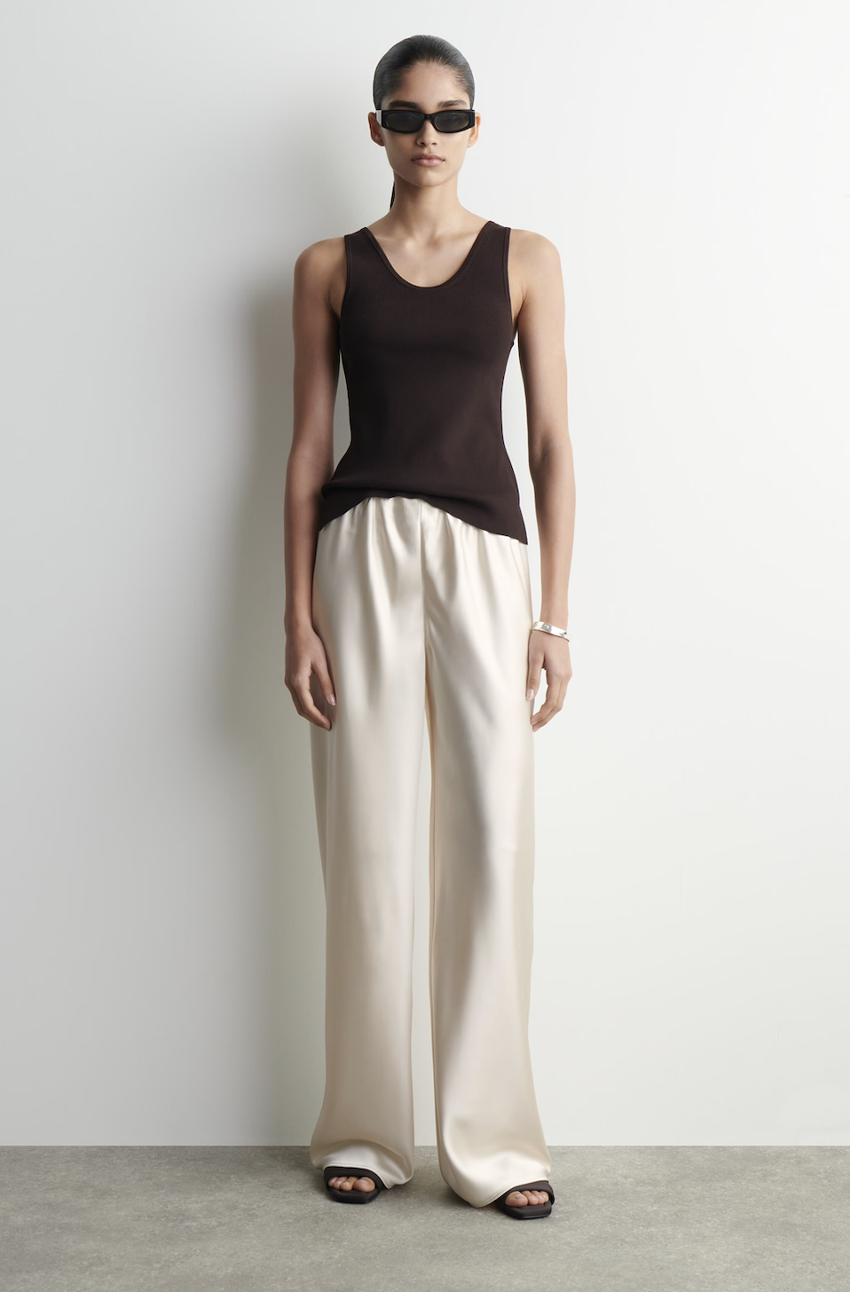 COS, SATIN WIDE-LEG TROUSERS