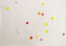 Pastel spots on a white background, with a faint pencil line