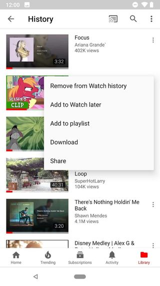Remove from Watch history