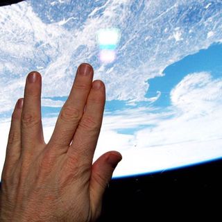 NASA astronaut Terry Virts took this image from the International Space Station to honor Leonard Nimoy.