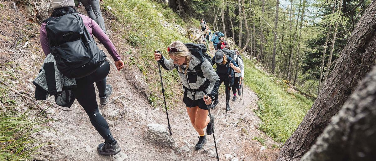 Tom&#039;s Guide writer Jessica wearing the Columbia Konos TRS OutDry Mid Shoe on a hike in Switzerland